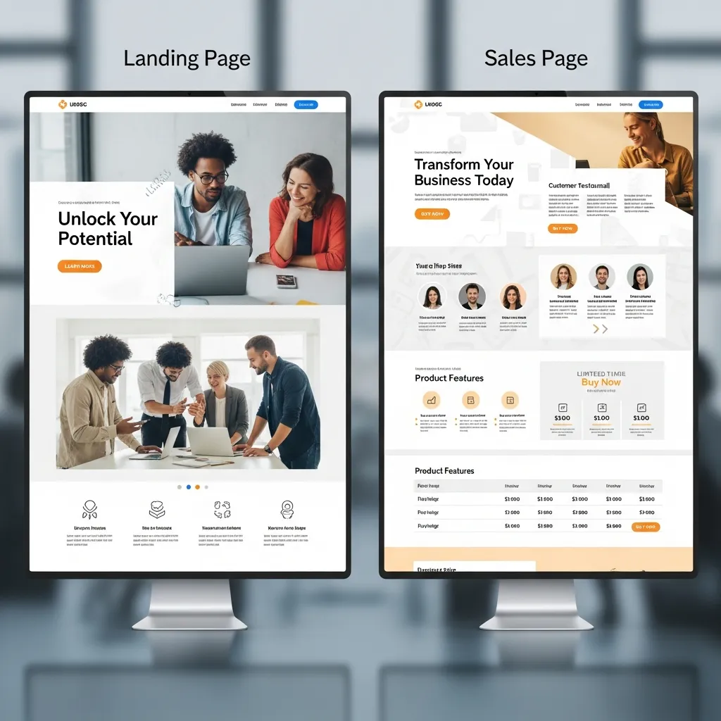 Landing pages and sales pages