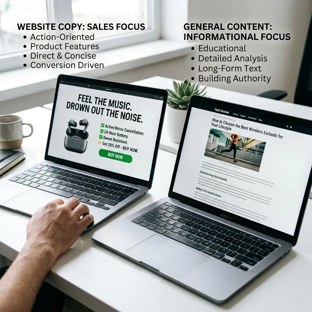 website copy different 